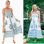 Juliet Dunn Poppy Tie Shoulder Midi Dress Size 1/ Small Blue Photo 1