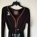 Live‎ With Love Top Sm Black Brown Butterfly Embroidered Long Sleeve Artsy Photo 1