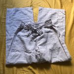 BeachLunchLounge  Pinstripe White Tan Bow Tie Casual Beach Pull On Pants Small Photo 4