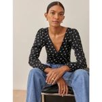 Reformation ๐๐ Nell Top ~ Eliza Black Floral Print Large Photo 1