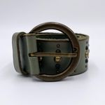 Talbots Vintage Genuine Leather Studded Belt Size XS Army Green Y2K Grunge Punk Photo 2