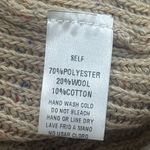 easel NEW  Tan Multicolor Micro Dot Ruffle Cardigan Holiday Wool Blend Cozy L Photo 8