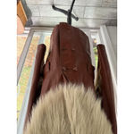 Lantry Leathers Red/Brown Leather Coat With Fur ~ Penny Lane Boho Excellent Cond Brown Size M Photo 8