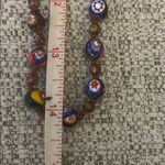 Vintage Italian Murano Millefiori Art Glass Beaded Necklace Brown Photo 4