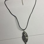 Women’s Grey Natural Stone Pendant / Black Cord Costume Necklace Gray Photo 0