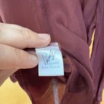 Maven West Maven‎ West Maroon Blouse Cupro USA XS cut out mock neck Long sleeve Boho Photo 2