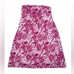 American Eagle  2010s pink and white leaf print strapless mini dress Photo 1