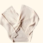 Montrez Boutique Ivory Knit V Neck Back Twist Knotted Sexy Sweater Sz. S Photo 4