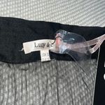 Lucy & Co Lucy Co Womens Blue Beaded Black Mesh Sheer Embroidered 3/4 Sleeve Button Up Top Photo 3