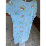 Vintage Stamp Floral Maxi Dress Garden Summer Spring 100 Cotton Boho Lightweight Blue Size M Photo 2