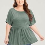 Bloomchic  Plain Round Neck Broderie Anglaise Ruffles T-Shirt Mint Green 14-16 Photo 0