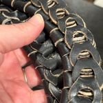 Leather Double big Woven 60s Vintage boho rustic handbag tote Black Photo 5