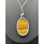 Tigers Eye Hand Carved Flower Necklace‎ Sterling Silver Photo 2