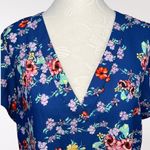 Rachel Roy  Blue Floral V Neck Flutter Sleeve Blouse Large Photo 1