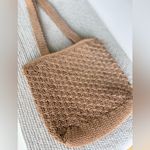 Vintage Tan Crochet Woven Shoulder Tote Bag Made in India Photo 12