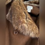 Chico's faux suede and faux fur collar jacket in a brown/cognac color size 1 Photo 2
