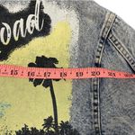 ASHLEY VINTAGE CHARM Trucker Painted Denim Jacket Sz M Acid Wash Cowgirl Biker Blue Size M Photo 11