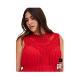 Torrid Skater Dress Size 2X Red High Neck Lace Mesh Sleeveless With Tie Waist Photo 1