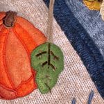 Vintage Fall Autumn Thanksgiving Blue Patchwork Embroidered Knit Zip Sweater 1X Photo 2