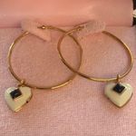 Juicy Couture Retro  Pam & Gela Good Hoop Earrings with White and Navy Heart Photo 3