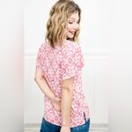 Sew in Love short flowy sleeves keyhole neck pink/white geo print top Size 3X Photo 3