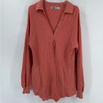 Free People  Picnic Romper Ribbed Knit Collared Linen Cotton Salmon Playsuit xs Photo 1