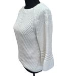 Anthropologie  Sweater Women's Small Rosie‎ Neira White Cotton Knit Bell Sleeves Photo 3