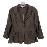 Lan Vie Olive Green Textured Zip Photo 1