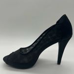 Style & Co Naveah Black Glitter Mesh Peep Toe Heels Party Sparkly Women 6.5 Photo 1