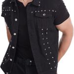 studded sleeveless denim jacket Black Size L Photo 0