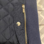 Francesca's Francesca’s Navy Blue Quilted Gold Zipper Vest Photo 2