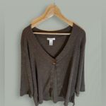 Rafael Woman Abstract Seersucker Ribbed open cardigan size 1X brown Photo 0