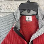 Melanzana  Micro Grid Half Zip Pullover Sweater Grey Red Womens Size Medium Photo 1