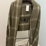 A New Day Women’s Wrap Sweater Olive and White Plaid NWT One Size Photo 0