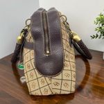 Dooney & Bourke Vintage Leather Brown Leather Signature Canvas Satchel Handbag Photo 5