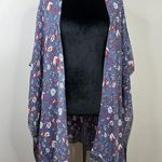Japna  Boho Multicolor Floral Print Open Front Kimono Cover Up Cardigan Photo 0