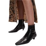 Mango MNG Square Toe Kitten Heel Leather Boots Black Size 39/ US 8.5 Photo 2