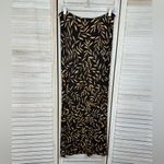 SODA BLU Vintage 90's Maxi Skirt Black/Tan Leaf Print Photo 2