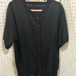 COS  Black Short Sleeve Button Front Lightweight Knit Top Size Large Photo 0