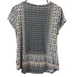 Lucky Brand Boho Print Tee Shirt Rounded Hem Tshirt Short Cap Sleeve Womens L Photo 7