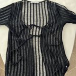 ZARA OPEN KNIT MESH BELL SLEEVE TIE FRONT GRUNGE LS TOP BLACK Small $90 Photo 3