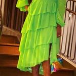 Mac Duggal GREEN APPLE RUFFLE TIERED LONG SLEEVE DRESS size 16 NWOT Photo 2