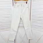 Topshop High Rise Raw Hem Cropped Straight Leg Jeans White Ivory 28 Tall Photo 1