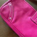 Burberry Women’s Pink Leather Shoulder Baguette Bag Plaid Liner Silver Hardware Photo 4