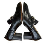 Melange Women's Black Leather Block Heel Loafers Silver‎ Horsebit Vintage 8M Size 5 Photo 6