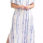 Lemon Tart NWT  Blue & White Off Shoulder Stretchy Maxi Casual Vacation Dress S Photo 13