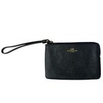 Coach Corner Zip Wristlet Wallet Crossgrain Small Leather Black Photo 1