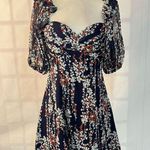 Selfie Leslie Here comes the sun cherub puff sleeve sweetheart neckline blue floral dress size Photo 2