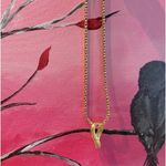 Vintage Faux Diamond baguette gold tone swirled pendant/chain Photo 3