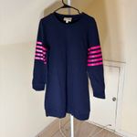 Sail To Sable  EUC Women's Navy Blue Sweatshirt Dress Pink Sleeve Stripes M Photo 1